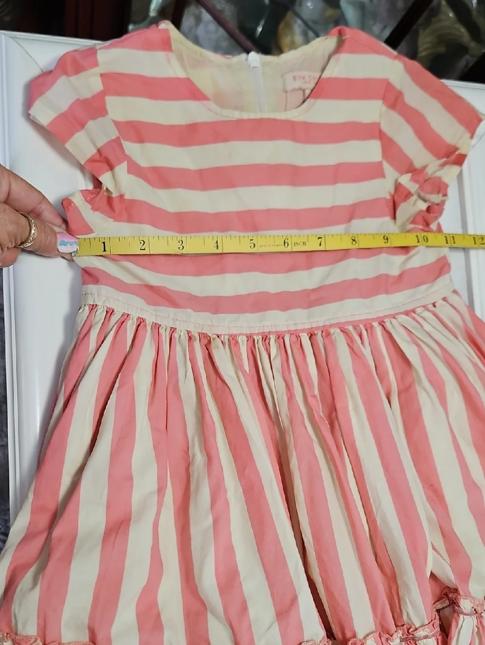 Pink Chicken Girls Pink and Cream Striped Cotton Dress 3T